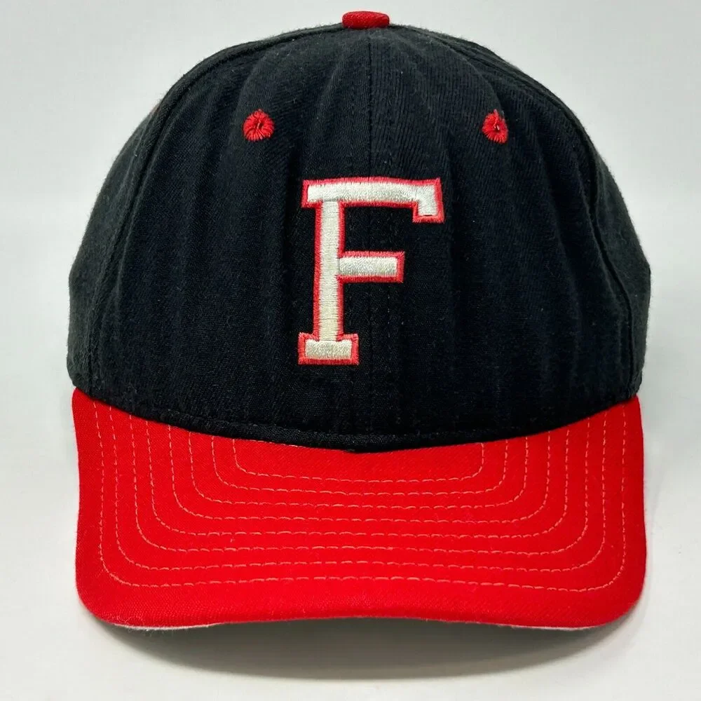 Vintage 90s Letter F Eagles Hat Cap Black New Era Made In USA Fitted 7 1/4